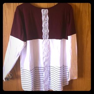 Back Lace Color Block Tunic